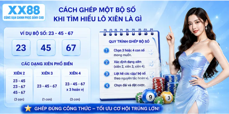 Cách ghép một bộ số khi tìm hiểu lô xiên là gì