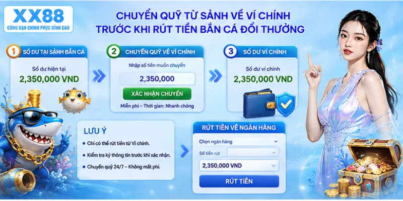 Chuyển quỹ từ sảnh về ví chính trước khi rút tiền bắn cá đổi thưởng