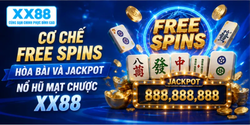 Cơ chế free spins Hòa Bài và jackpot nổ hũ mạt chược XX88