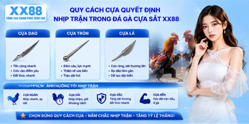 Quy cách cựa quyết định nhịp trận trong đá gà cựa sắt XX88